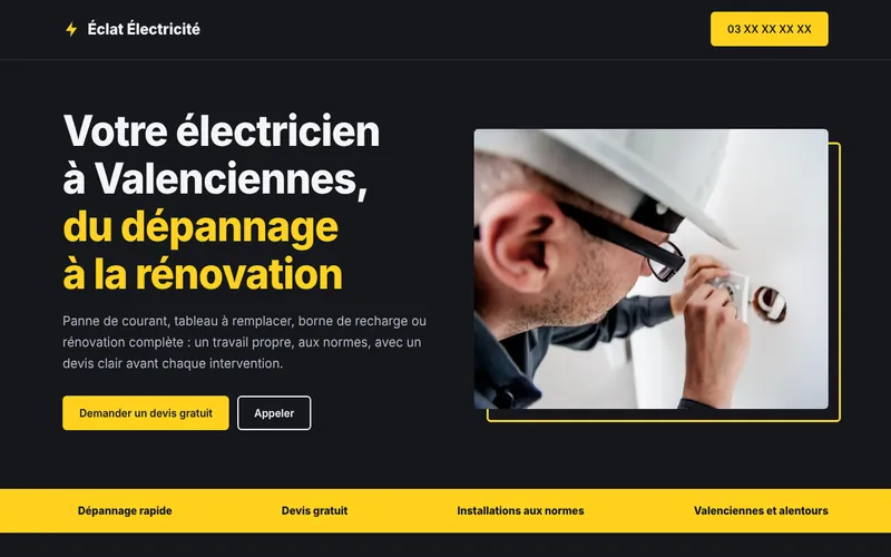Aperçu du site d'exemple Éclat Électricité