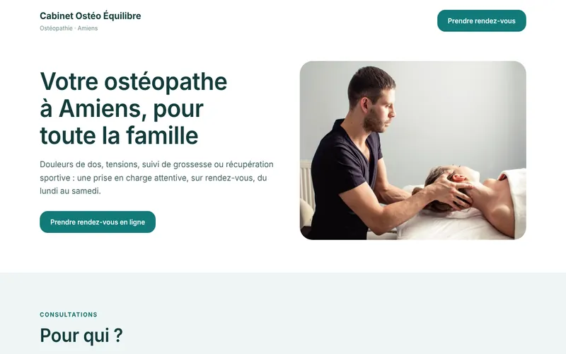 Aperçu du site d'exemple Cabinet Ostéo Équilibre